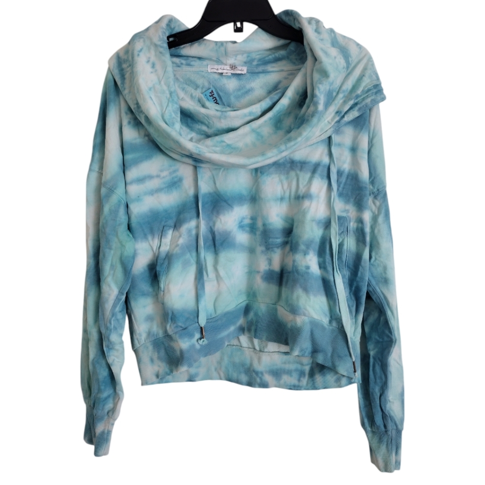 Young Fabulous & Broke blue white tie dyed sweatshirt oversized cowl neck Small